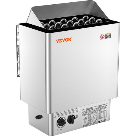 VEVOR Stufa per Sauna Stufa Elettrica per Sauna 8 kW, Riscaldatore Portatile per Sauna Interno/Esterno 400 V 3 N con Timer da 3 Ore Controllo Integrato Uso Domestico Commerciale 8-12 m³ Acciaio Inox
