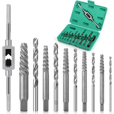 Set de 5 forets métal HSS et extracteurs de vis, revêtement titane, pour métal, bois, mur, acier haute alliage, boîte de rangement (1/5)