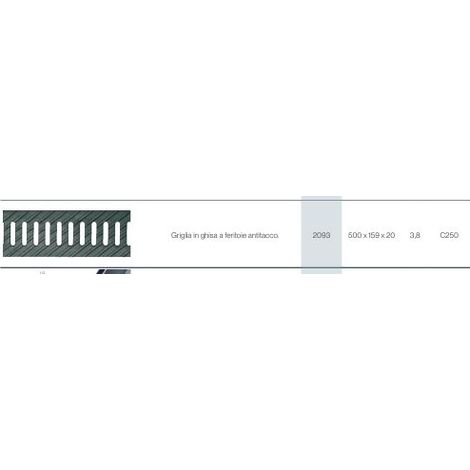 Griglia in ghisa sferoidale canale 100 l 500x159 mm c250