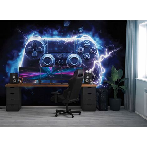 Fototapete Gamepad Gaming, für Jugendzimmer, 400 x 280 cm – Komplettset inkl. Kleister & Anleitung (1/5)