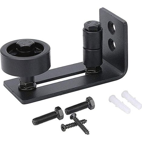 Rail De Porte Coulissante - Guide Au Sol Encastré En Acier Et Nylon POM - Pour Portes De Grange - 2 Pièces Avec Rouleaux Réglables Et Vis D'Installation (1/5)