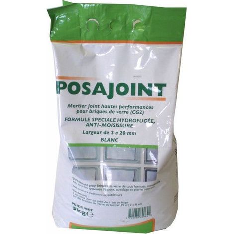 Centrale Brico – Joint poudre brique de verre blanc 5 kg – Pour jointoiement esthétique – Largeur de joint 3 à 15 mm – Résistant aux chantiers humides