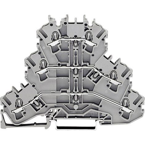 WAGO 2002-3227 Dreistock-Durchgangsklemme 5.20 mm Zugfeder Belegung: PE, L, L Grau 1 St.