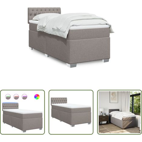 vidaXL Surmatelas - Sommier à lattes de lit avec matelas Taupe 80x200 cm Tissu (1/5)