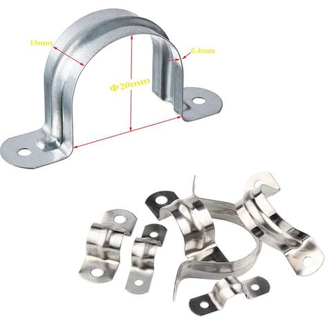 Packung mit 20 Edelstahl-Rohrschellen 304, U-förmigen Schellen, Zweilochschellen, Spannschellen für Rohre (1/5)