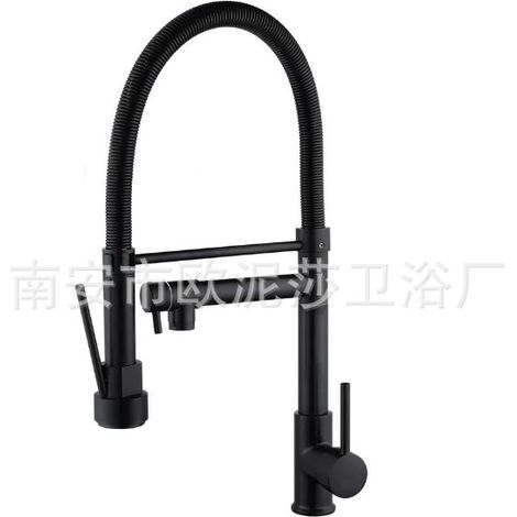 Cross-border exclusive spring-loaded kitchen faucet for hot and cold water, suitable for kitchen sinks, dishwashing basins, and vegetable washing basins - rotating dual-function faucet, zinc-plated co