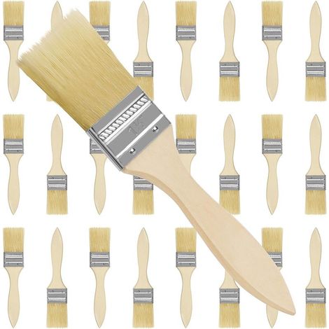 QAZQA Pinceaux Peinture Mur (Lot de 24) Largeur Brosse 38,1 mm Taille Totale 17,5 cm - Pinceau Plat Peinture Pro Parfait pour la Peinture sur Ecailles, Silicone, Gesso, Teintures, Vernis, Colles