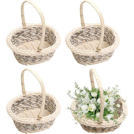 Bardusch-Lot de 4 petits paniers osier avec poignée, tissés main, pour Pâques, mariage ou décoration jardin (1/5)
