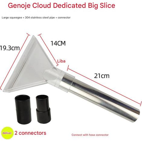 Kit Accessoire Aspirateur Injection-Extraction Canapé Siège Auto - Grande Tête Transparente Racleuse Universelle avec Tube Métal et 2 Adaptateurs pour Nettoyage Tissu Tapis - Transparent