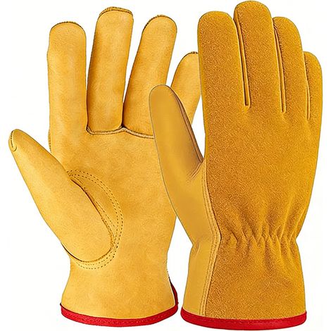 Gants de jardinage unisexes (S) — Gants de sécurité et de levage en cuir résistant à la perforation (adhérence optimale) — Idéaux pour le jardinage, l'aménagement paysager, les réparations mécaniques (1/4)
