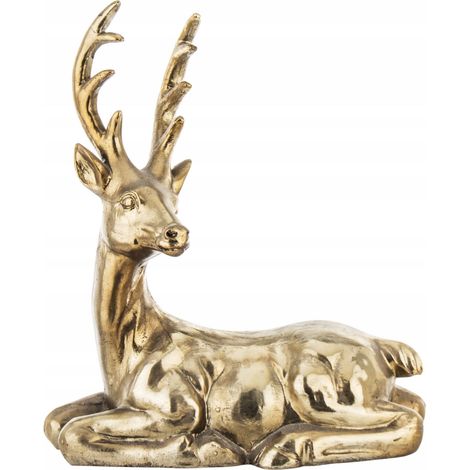 Figurine de renne doré, grande décoration de Noël (33,5 x 28 x 14 cm). (1/5)