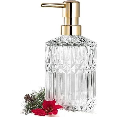 TAISHENGDA - Dispenser di sapone in vetro trasparente con pompa in plastica ABS, dispenser per lozione per cucina e bagno (cristallo) (1/5)