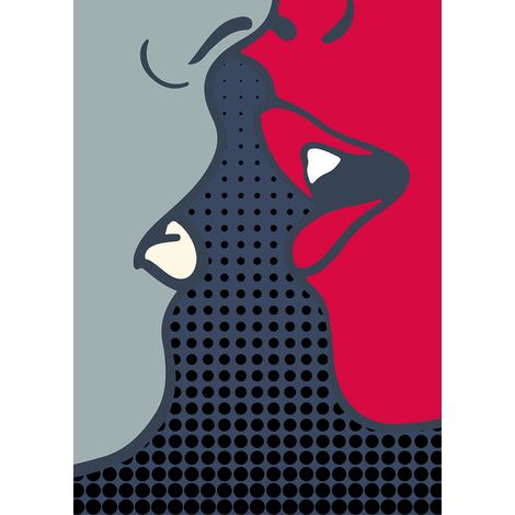Papier peint panoramique tendance gris et rouge Tapisserie panoramique idéale pour chambre Papiers peints panoramique original street-art (1/2)