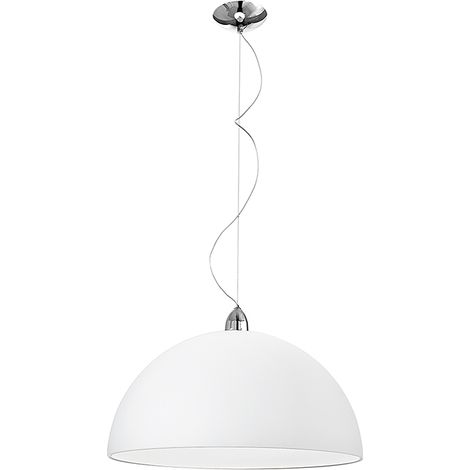 Lampe À Suspension Isako 50Cm En Verre Blanc Satiné Et Métal Chromé - Attaque E27, Design Moderne Et Diffusion De La Lumière - Groupe Rossini (1/3)