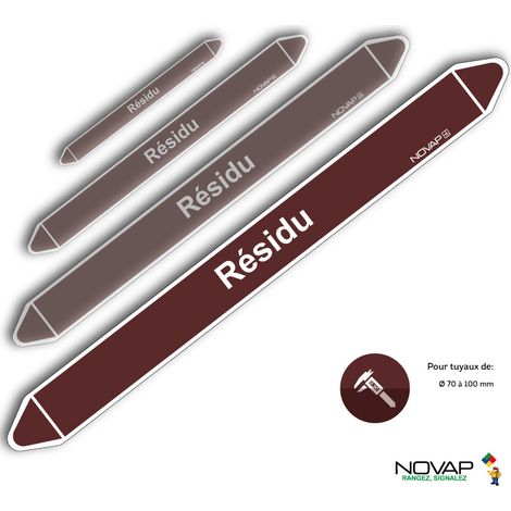Planche de 2 marqueurs de tuyauterie 450 x 52 mm pour Ø 70 à 100 mm - Résidu - 4701929