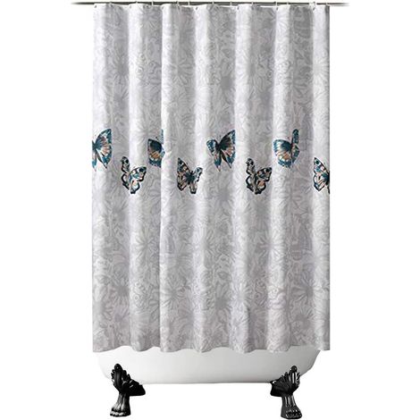 Rideau De Douche - Polyester Imperméable - Séchage Rapide - Ourlet Contreventé - Pour Salle De Bain - Lot De 1 Avec 12 Crochets (1/5)