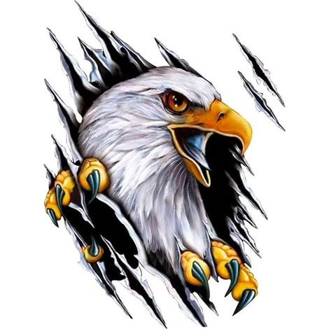 3D-Autodekorationsaufkleber, Tieradler-Autoaufkleber, selbstklebender Vinyl-Aufkleber, Karosserieaufkleber, kratzfester Stoßstangenaufkleber, rechts - Crezuo