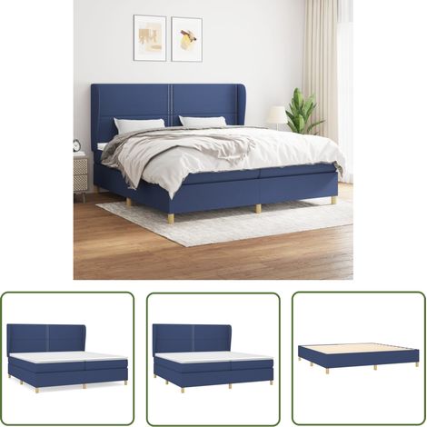 The Living Store Boxspringbett mit Matratze Blau 200x200 cm Stoff - Boxspringbett - Doppelbett - Bettenrahmen - Schlafsystem - Liegekomfort (1/5)