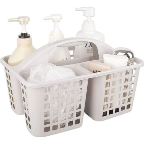 Seau de rangement Eoiugtfl pour produits de nettoyage, organisateur de produits d'entretien avec poignée, panier de rangement compartimenté en plastique pour salle de bain, chambre, cuisine, résidence (1/5)