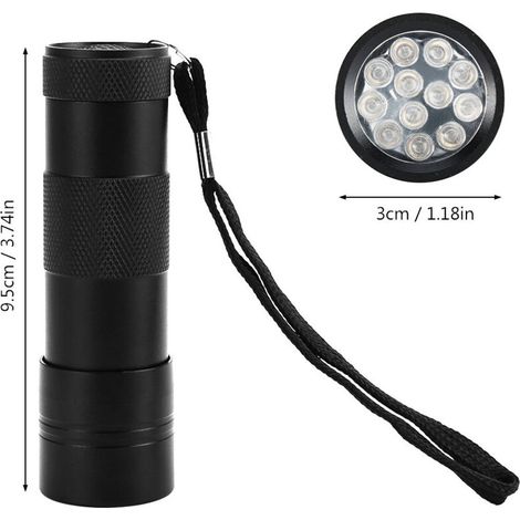 BEBUSINGOTO LE Lampe Torche UV LED, Lampe de Poche Ultraviolet 395nm LED Lumière Noire Torche, 3 Piles AAA Fournies pour Détecter des Taches sur les Vêtements/Moquettes/Tapis/Traces d’Urine Animal