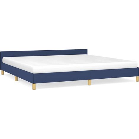 Lit Double Lit Simple - Cadre de lit avec tête de lit bleu 200x200cm tissu Maison La Vie (1/5)