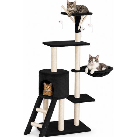 Tiragraffi per Gatti Albero Sisal Parco Giochi Gioco x Gatto Tira Graffi Nero (1/4)