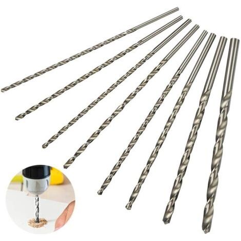 Jeu de forets extra longs 8cps 200 mm, diamètre 4 mm, 4,2 mm, 4,5 mm, 5 mm, 5,2 mm, 6 mm, 8 mm, 10 mm (1/5)