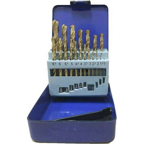 SET PUNTE 19 PZ PUNTA TRAPANO ACCIAIO ALLUMINIO TITANIO HSS FERRO 1 10 MM 338EN