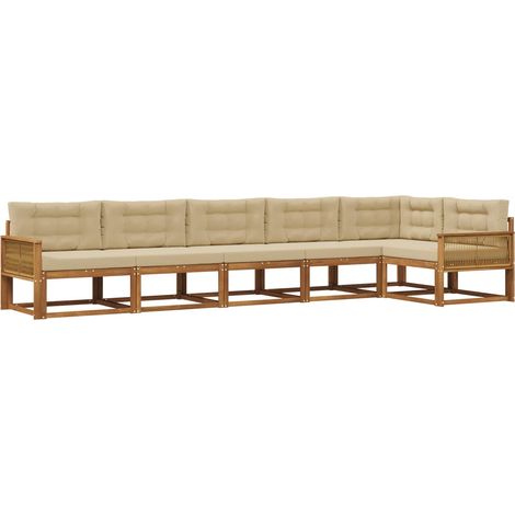 Outdoor-Sofagarnitur 6 stk. Natur und Beige vidaXL (1/5)