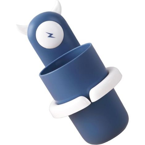 Porte-Brosse à Dents Mural sans Perçage, Gobelet PP Bleu, Double Ventouse (1/5)