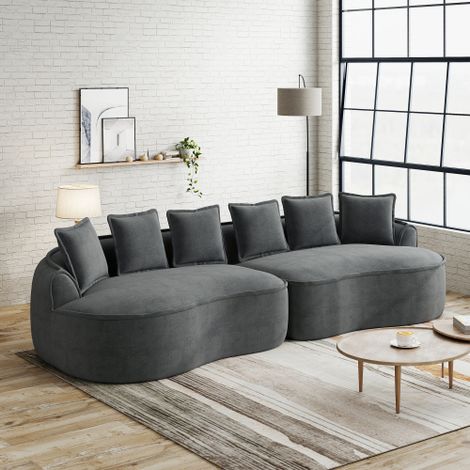 Modulares Viersitzer-Sofa, bequemer Chenille-Stoff, Rahmenloses Sofa, extra große Abmessungen, tiefe Sitze, inklusive Kissen, keine Montage erforderlich, geeignet für Wohnzimmer,Grau
WL