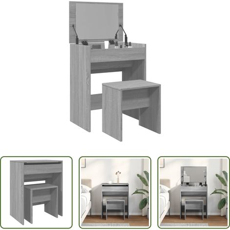 Tabouret - Coiffeuse et tabouret sonoma gris 60x40x113,5 cm (1/5)