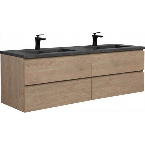 Badplaats Meuble de salle de bain Angela 160 cm avec vasque noir