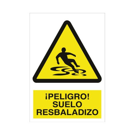 Señal de advertencia ¡Peligro suelo resbaladizo                                                   Poliestireno       210X148 mm (1/2)