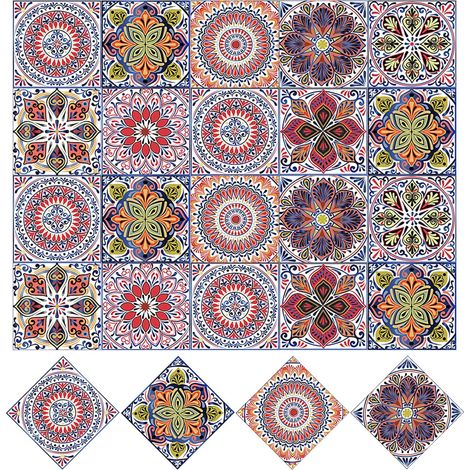 20 Pièces Stickers Carrelage, Auto Adhésif Autocollant De Carreaux, Autocollant Tuile Cuisine, Autocollant De Carreaux Colorés, pour Salle de Bain et Cuisine (1/4)