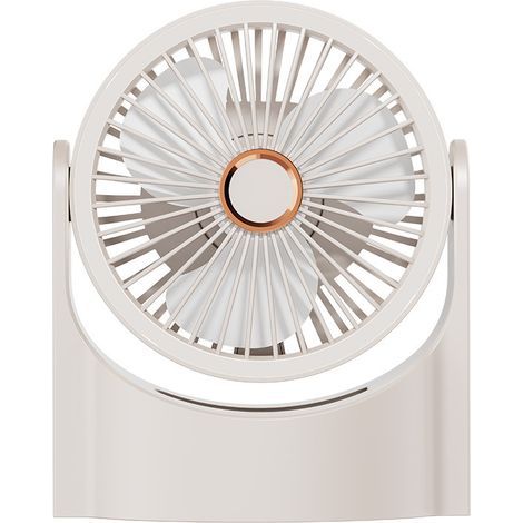 Ventilateur de bureau réglable, ventilateur de bureau pour la maison, rotation à 180 degrés, design portable et suspendu, éclairage silencieux pour femmes et hommes Beige (1/5)