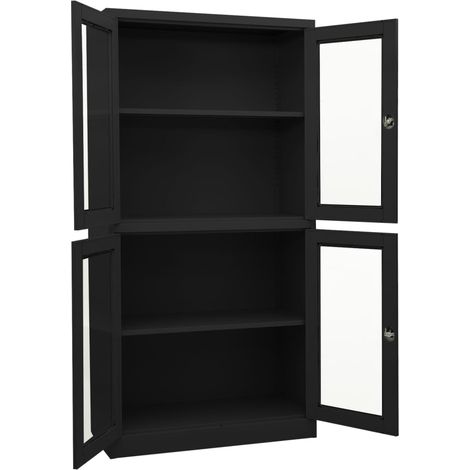 Maison Exclusive - Armadio per Ufficio Antracite 90x40x180 cm in Acciaio e Vetro (1/5)