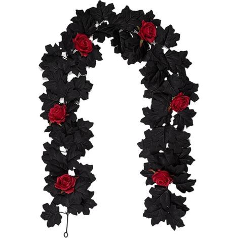 Guirlande Halloween extérieure en feuilles d'érable artificielles, couronne 1,75 m, décoration automnale pour porte, jardin et terrasse (1/5)