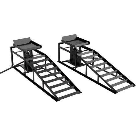 2 Rampe Idrauliche Auto 114x34,5x23-32,5A cm Portata 3T in Metallo Nero (1/5)