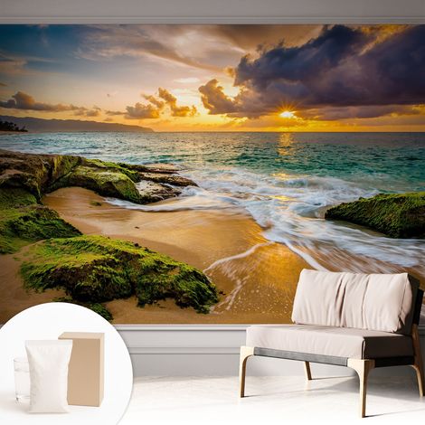 Papier peint intissé avec imprimé installation simple qualité excellente sans désordre - Colle incluse gratuite Harmonie marine 312x219 cm (1/5)