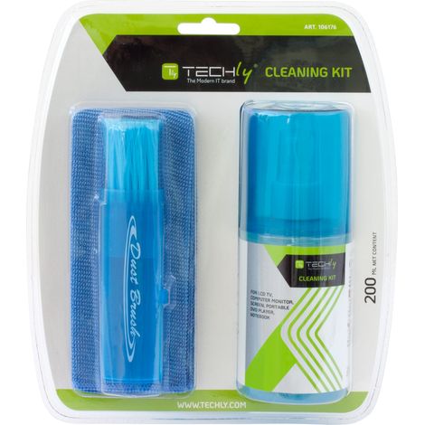 Techly Kit di Pulizia per Monitor LCD 200ml con Panno Microfibra e Pennello (1/2)