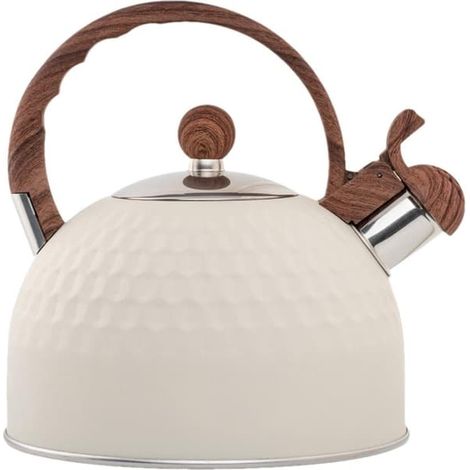 Théière en acier inoxydable - Bouilloire vintage - Préparation du thé - Alarme de surchauffe - 2,5 litres - Beige (1/5)
