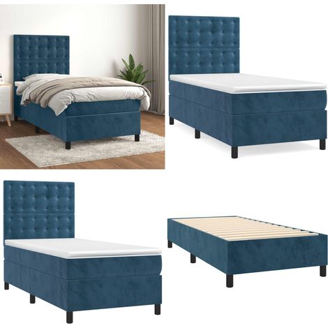 Boxspringbett mit Matratze Dunkelblau 80x200 cm Samt - Boxspringbett - Boxspringbetten - Home & Living (1/5)
