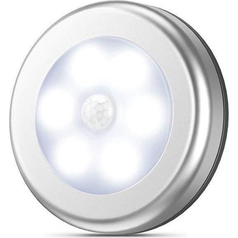 Veilleuse LED argentée à lumière blanche froide, alimentée par piles, capteur de mouvement intégré – veilleuse intelligente pour couloir, placard et passage (1/5)