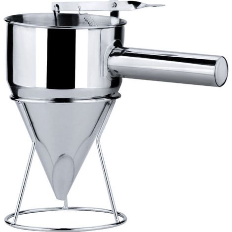Dispensador de masa para panqueques de acero inoxidable, embudo de pistón con soporte para magdalenas Takoyaki