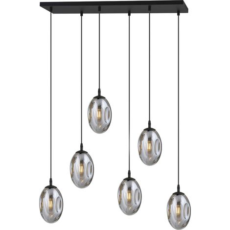 Lampadario Emibig Astral 6 luci E14 vetro grafite cromo (1/5)