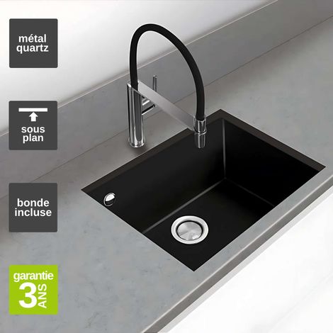 Évier sous-plan 1 Cuve 49x40x20cm R5mm - Quartz Noir Mat - Quadra BE FRÉCAN (1/4)
