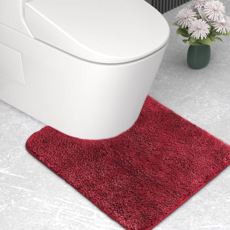 Alfombrilla de baño de microfibra, súper gruesa, súper absorbente, en forma de U, 2 cm de grosor, 50 x 50 cm, roja (1/5)