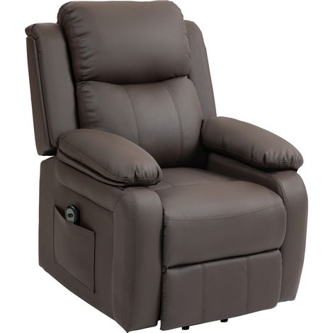 Fauteuil releveur électrique fauteuil relax électrique avec repose-pied télécommande et 2 pochettes 76x90x105cm marron (1/5)