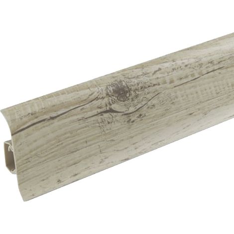 Lot de 10 Plinthe goulotte passe-câble PVC 59 mm 1,1 m Pin gris